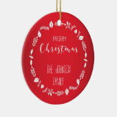 Weihnachten mit weißem Blätter Keramik Ornament (Rechts)