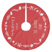 Weihnachten mit weißem Blätter Polyester Weihnachtsbaumdecke (Vorderseite)