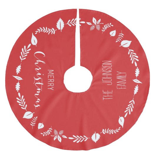 Weihnachten mit weißem Blätter Polyester Weihnachtsbaumdecke (Vorderseite)