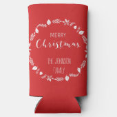 Weihnachten mit weißem Blätter Selters Dosenkühler (Rückseite)