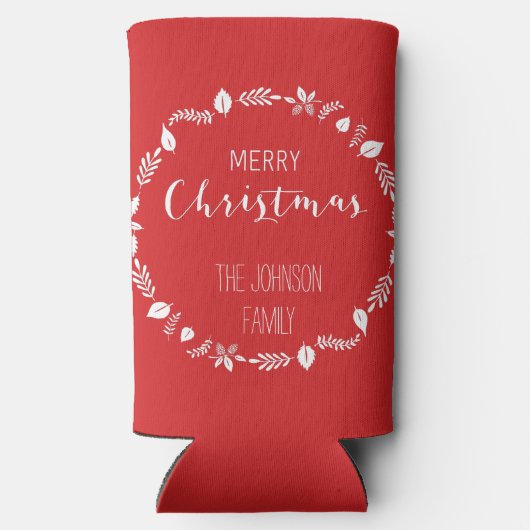 Weihnachten mit weißem Blätter Selters Dosenkühler (Rückseite)