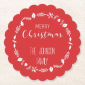 Weihnachten mit weißem Blätter Untersetzer (Vorderseite)