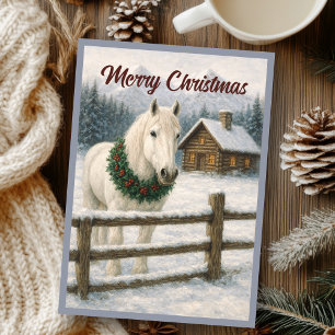 Weihnachten mit weißem Pferd im Vintage-Stil