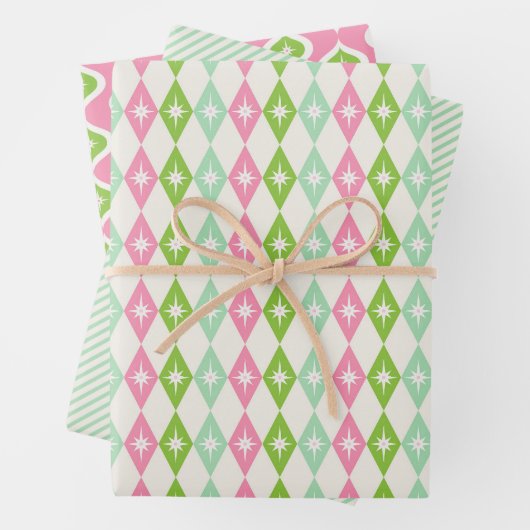 Weihnachten Mitte des 20. Jahrhunderts mit rosa un Geschenkpapier Set (Beispiel)