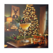 Weihnachten Mitte des Jahrhunderts Merry & Bright  Fliese (Vorderseite)