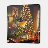 Weihnachten Mitte des Jahrhunderts Merry & Bright Keramikornament (Links)