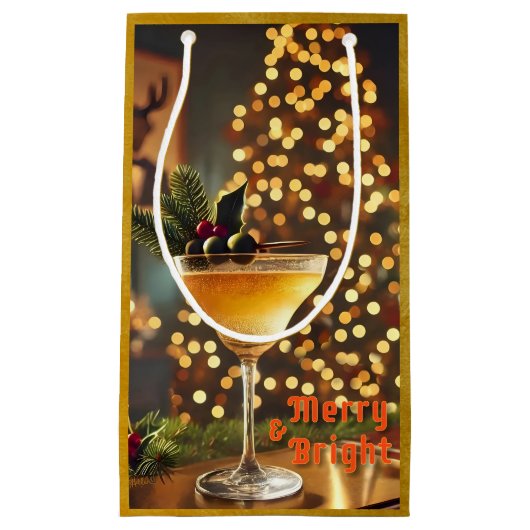 Weihnachten Mitte des Jahrhunderts Merry & Bright Kleine Geschenktüte (Vorderseite)