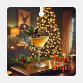 Weihnachten Mitte des Jahrhunderts Merry & Bright Ornament Aus Metall (Vorderseite)