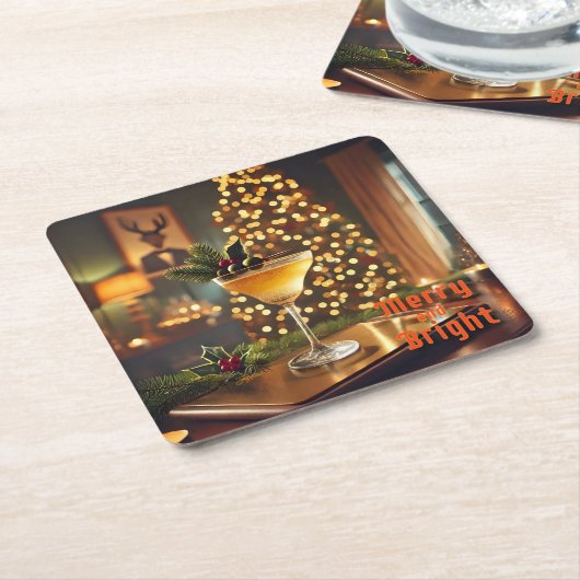 Weihnachten Mitte des Jahrhunderts Merry & Bright Rechteckiger Pappuntersetzer (angewinkelt)