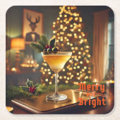 Weihnachten Mitte des Jahrhunderts Merry & Bright Rechteckiger Pappuntersetzer (Vorderseite)