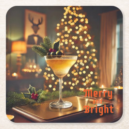 Weihnachten Mitte des Jahrhunderts Merry & Bright  Rechteckiger Pappuntersetzer