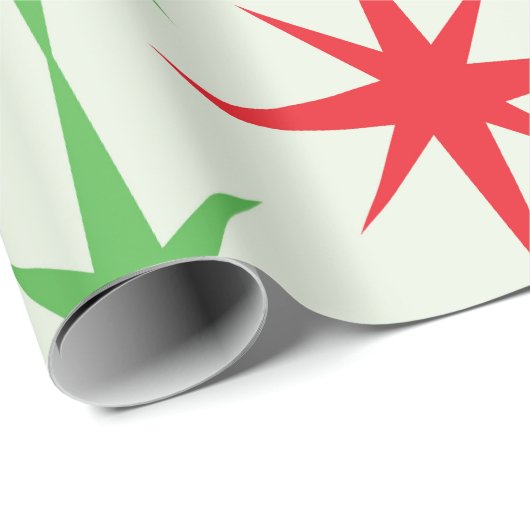 Weihnachten Mitte des Jahrhunderts Rote grüne Ster Geschenkpapier (Rolleneckpunkt)