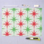 Weihnachten Mitte des Jahrhunderts Rote grüne Ster Seidenpapier (Handwerk)