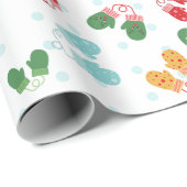 Weihnachten Mittens Red Green Blue Pink Muster Geschenkpapier (Rolleneckpunkt)