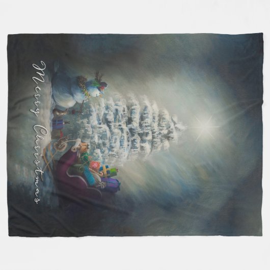 Weihnachten Mitternacht Fleecedecke (Vorderseite (Horizontal))