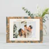 Weihnachten Modern Boho Botanische Grüne Zwei Foto (Stehend Vorderseite)