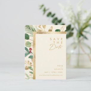 Weihnachten modern   Cream Save The Date Postkarte