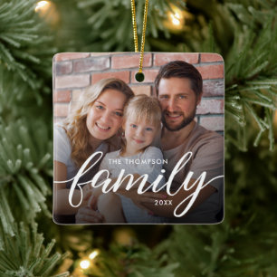 Weihnachten Modern Family Schrift Foto Personalisi Keramikornament