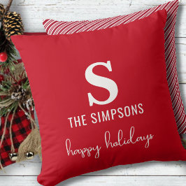 Weihnachten Modern Monogram Red Strip Festive Kissen