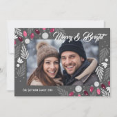 Weihnachten Modern Pink Lights Ein Foto Einladung (Vorderseite)