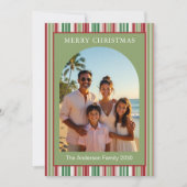 Weihnachten Modern Rot Grün Gestreift 2 Bogen Foto (Vorderseite)
