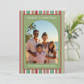 Weihnachten Modern Rot Grün Gestreift 2 Bogen Foto (Stehend Vorderseite)