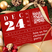 Weihnachten Modern Simple Red Bold Strips QR Code Einladung