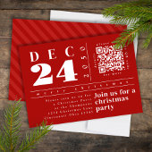 Weihnachten Modern Simple Red Bold Strips QR Code Einladung