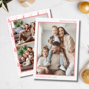 Weihnachten Moderne 4 Familienfoto Collage Rosa