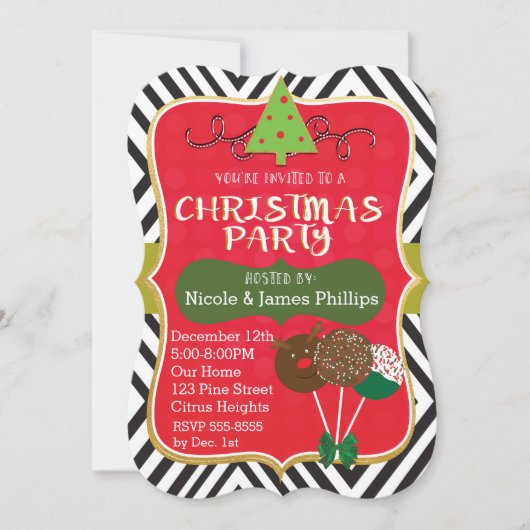 Weihnachten Moderne Bäume & Kuchen Pop Einladungen (Vorderseite)