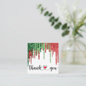 Weihnachten Moderne Drehbuch rosa Herz danke Quadratische Visitenkarte (Stehend Vorderseite)