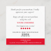 Weihnachten Moderne Drehbuch rosa Herz danke Quadratische Visitenkarte (Rückseite)