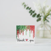 Weihnachten Moderne Drehbuch rosa Herz danke Quadratische Visitenkarte (Stehend Vorderseite)