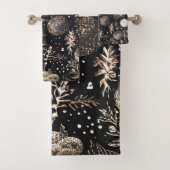 Weihnachten Moderne Elegante Festlich Schwarz Badhandtuch Set (Insitu)