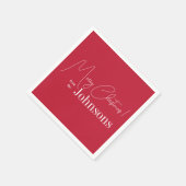 Weihnachten Moderne Familie Rot Frohe Weihnachten  Serviette (Ecke)