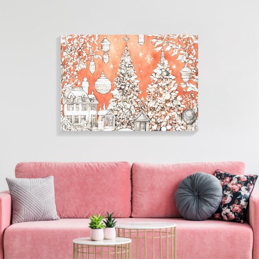Weihnachten Moderne farbenfrohe Wrapped Art Canvas Leinwanddruck (Insitu (Wohnzimmer))