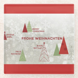 Weihnachten Moderne Feiertage Grüße Rote Untersetz Glasuntersetzer