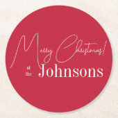 Weihnachten Moderne frohe Weihnachtsfamilie Name R Runder Pappuntersetzer (Vorderseite)