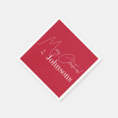 Weihnachten Moderne frohe Weihnachtsfamilie Name R Serviette (Ecke)