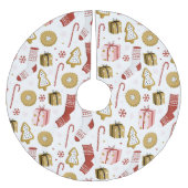 Weihnachten Moderne Girly Pink Cookies Strümpfe Ge Polyester Weihnachtsbaumdecke (Vorderseite)