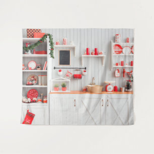 Weihnachten Moderne Küche Fotografie Hintergrund Wandteppich