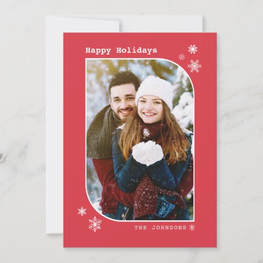 Weihnachten Moderne Minimalistische Rot & Weiß Fot (Vorderseite)