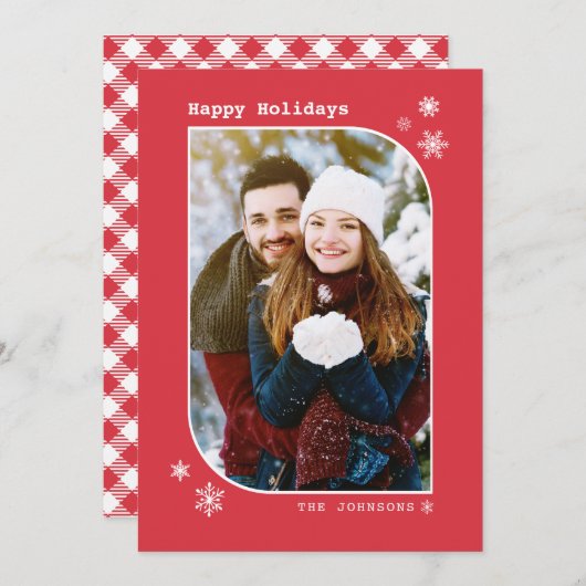 Weihnachten Moderne Minimalistische Rot & Weiß Fot (Vorne/Hinten)