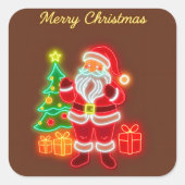Weihnachten Moderne Neon Holiday Collection Quadratischer Aufkleber (Vorderseite)