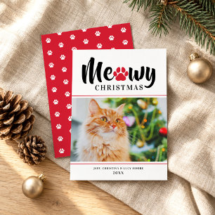 Weihnachten Moderne Red Cat Foto Weihnachtskarte