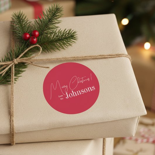 Weihnachten Moderne Rote Familie Runder Aufkleber