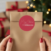 Weihnachten Moderne Rote Familie Runder Aufkleber