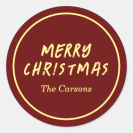 Weihnachten Moderne rote und gelbe Feiertage Runder Aufkleber