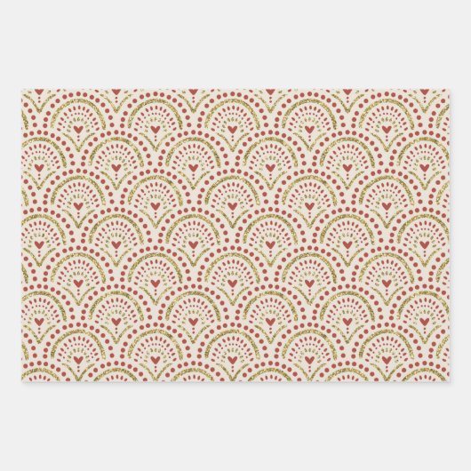 Weihnachten Moderner Eleganter Glitzer Gold Trim Geschenkpapier Set (Vorderseite)