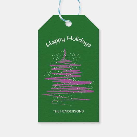 Weihnachten Moderner Whimsikbaum - Schneeflocken Geschenkanhänger (Vorderseite)